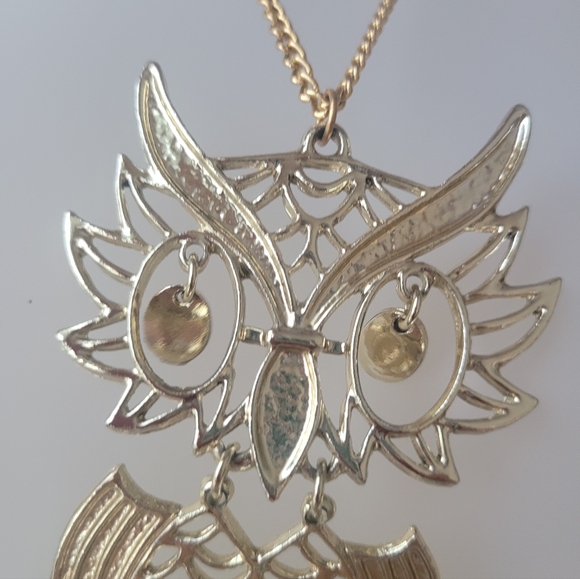 Vintage Jewelry - 1980s XL Owl Necklace